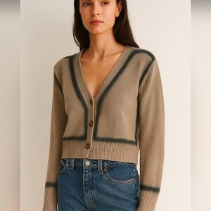 Tan and Black Women's Cardigan